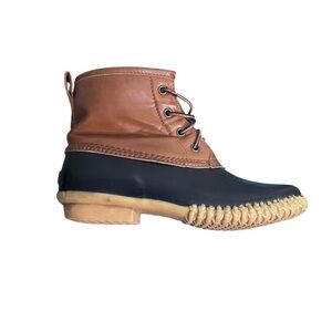 Aquatherm Rain Boot Waterproof Fleece Lining Brown And Blue  Size 8